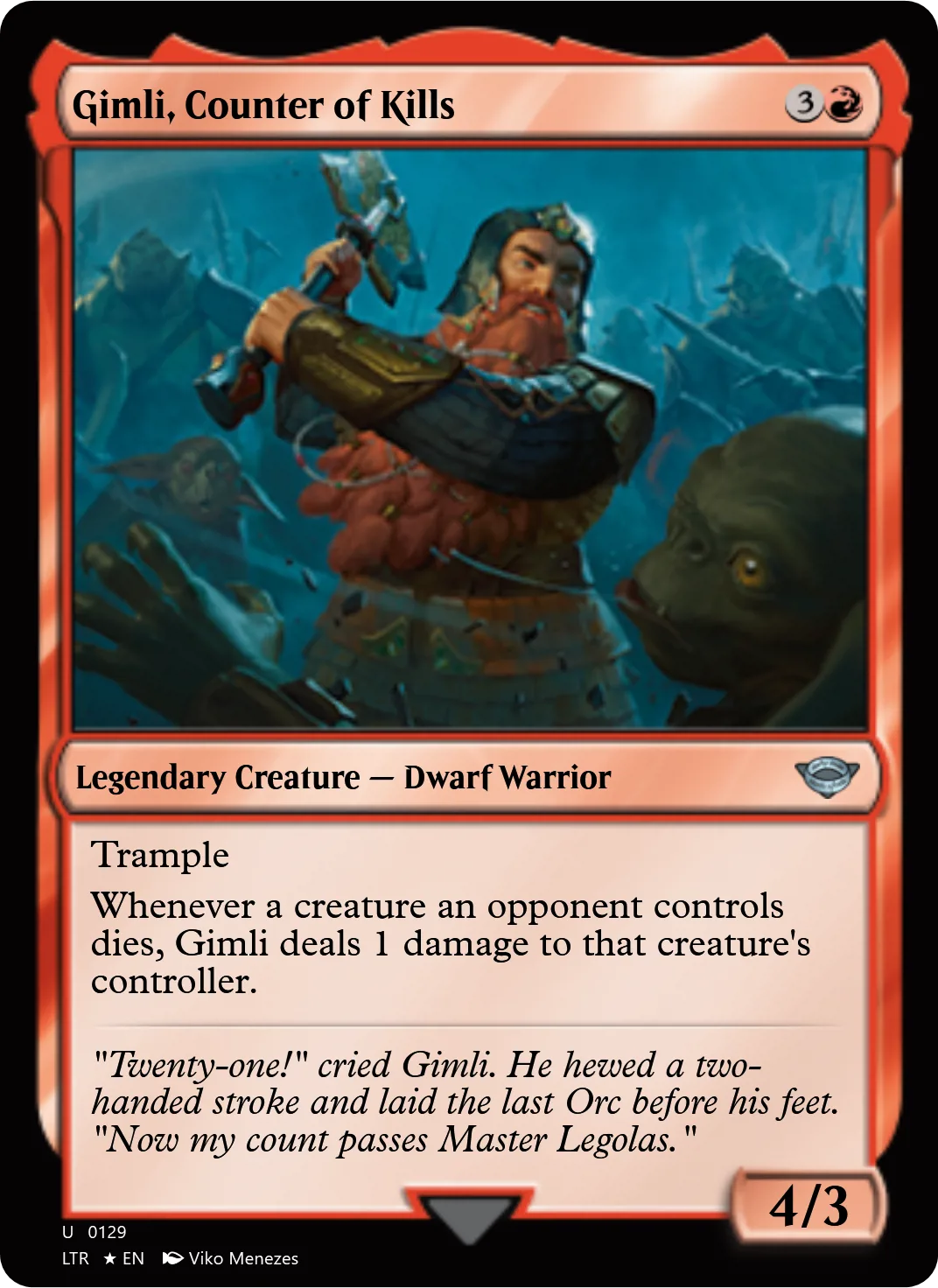 Gimli, Counter of Kills
