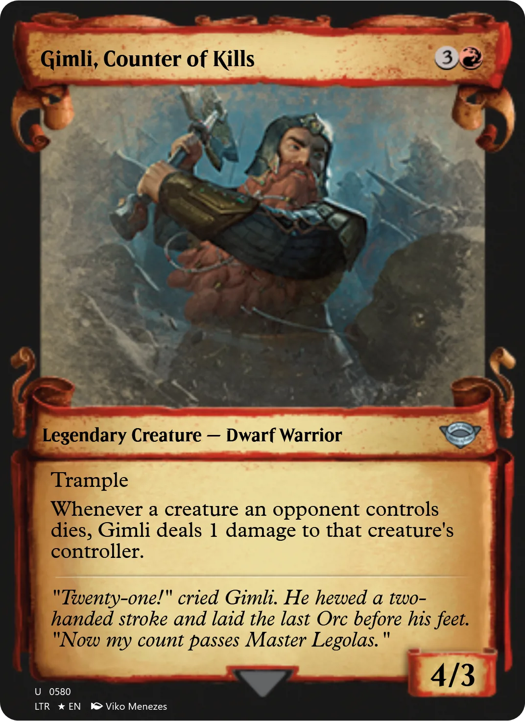 Gimli, Counter of Kills